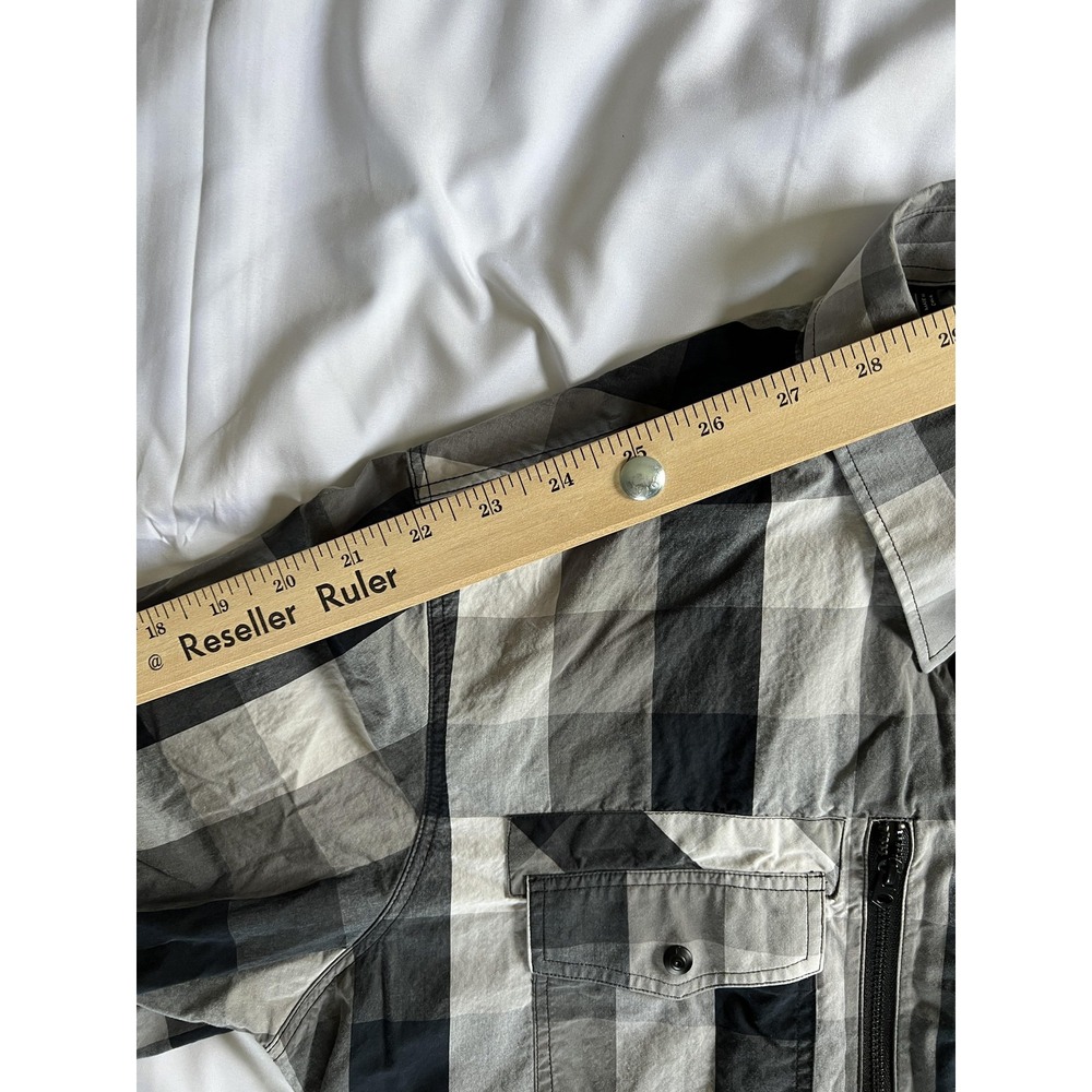 7 Diamonds Shirt Mens XL Black Gray White‎ Plaid Button Down Embroidered Pockets - Picture 14 of 15